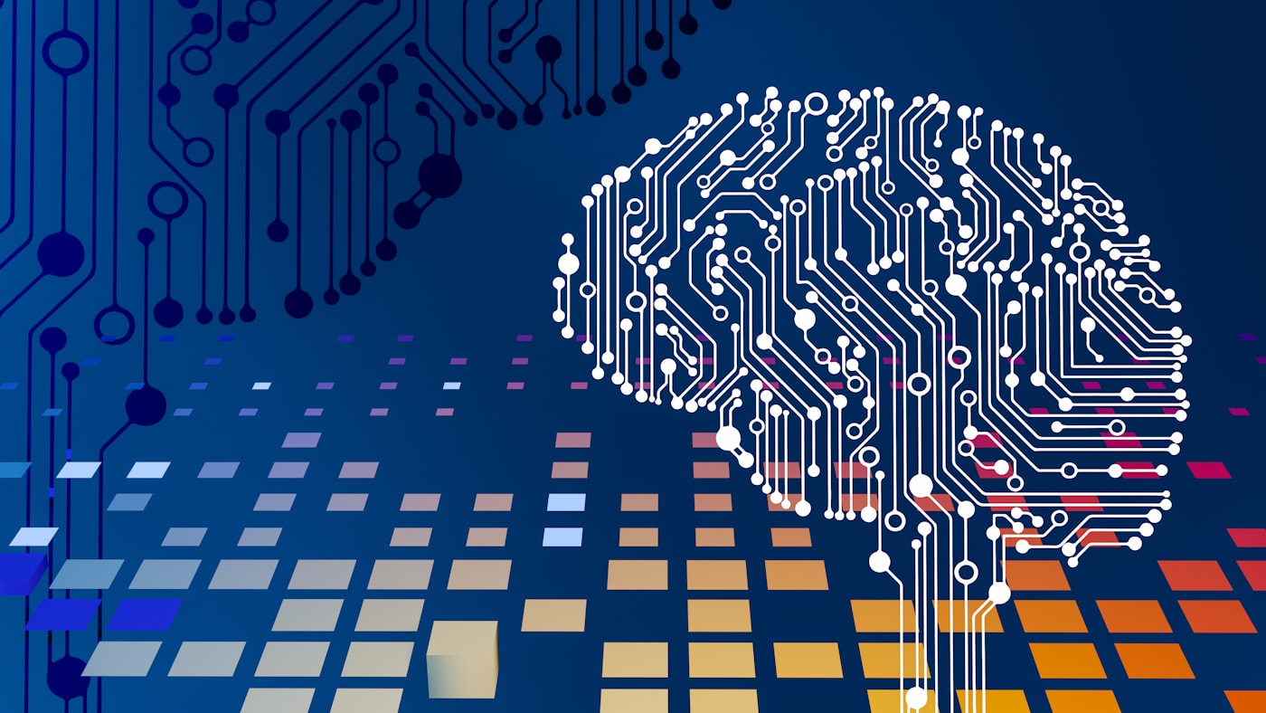 AI search interface with glowing neural network connections