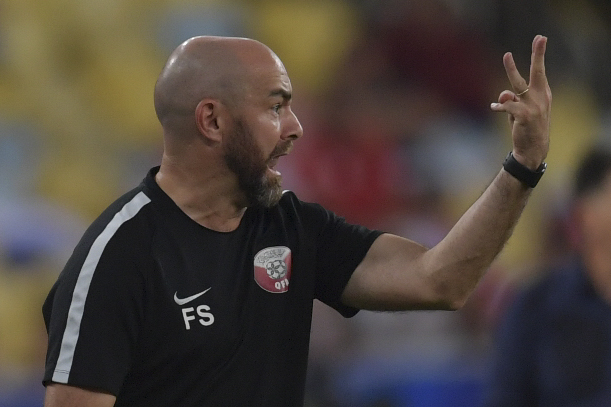 Qatar's coach Felix Sanchez gives instructions during the Copa America football tournament group match against Paraguay at Maracana Stadium in Rio de Janeiro, Brazil, on June 16, 2019. (Photo by Pedro UGARTE / AFP) (Photo credit should read PEDRO UGARTE/AFP/Getty Images)