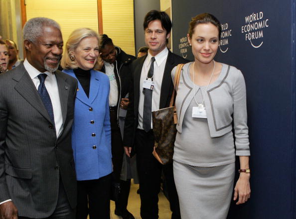 Angelina Jolie (right) and Brad Pitt have attended the World Economic Forum