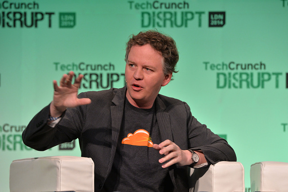 LONDON, ENGLAND - OCTOBER 21: Cloudflare Partner, Matthew Prince appears on stage at the 2014 TechCrunch Disrupt Europe/London, at The Old Billingsgate on October 21, 2014 in London, England. (Photo by Anthony Harvey/Getty Images for TechCrunch)