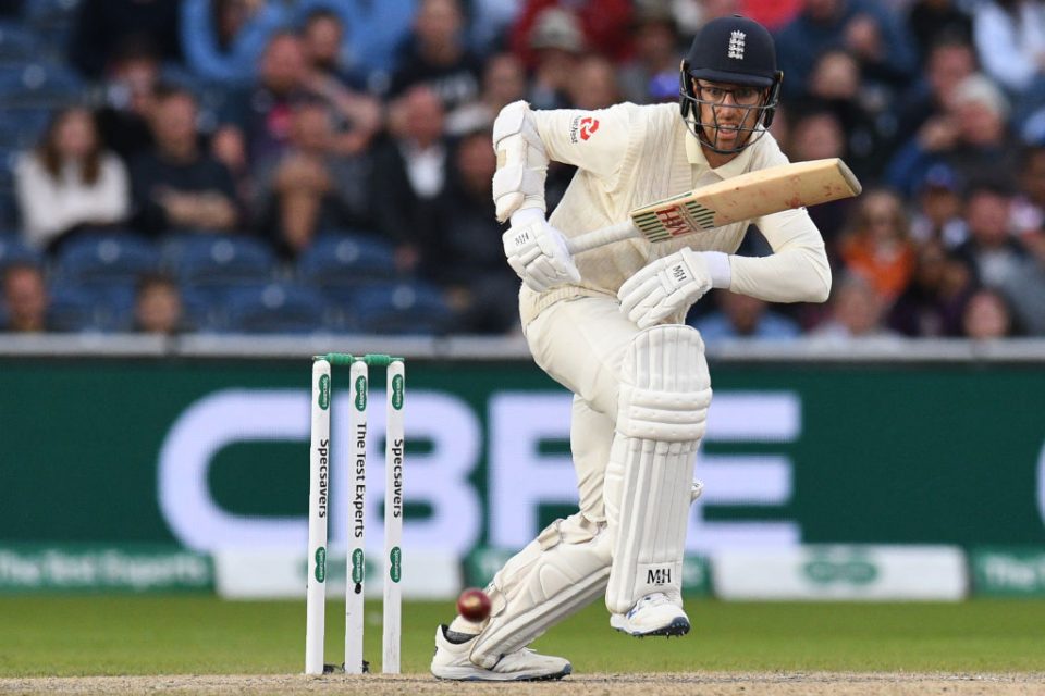 England's Jack Leach sets off for a run during play on the fifth day of the fourth Ashes cricket Test match between England and Australia at Old Trafford in Manchester, north-west England on September 8, 2019. (Photo by Oli SCARFF / AFP) / RESTRICTED TO EDITORIAL USE. NO ASSOCIATION WITH DIRECT COMPETITOR OF SPONSOR, PARTNER, OR SUPPLIER OF THE ECB (Photo credit should read OLI SCARFF/AFP/Getty Images)
