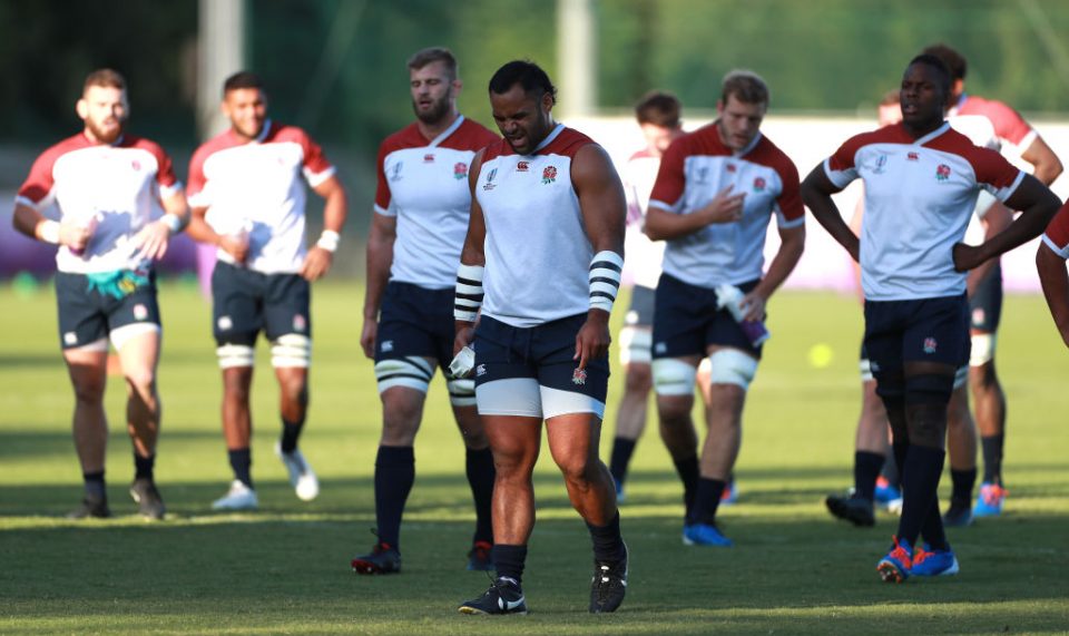BEPPU, JAPAN - OCTOBER 16: Billy Vunipola walks with fellow forwards during the England training session held at Jissoji Ground on October 16, 2019 in Beppu, Japan. (Photo by David Rogers/Getty Images)