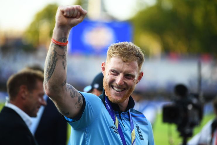 Ben Stokes of England celebrates winning the Cricket World Cup Final