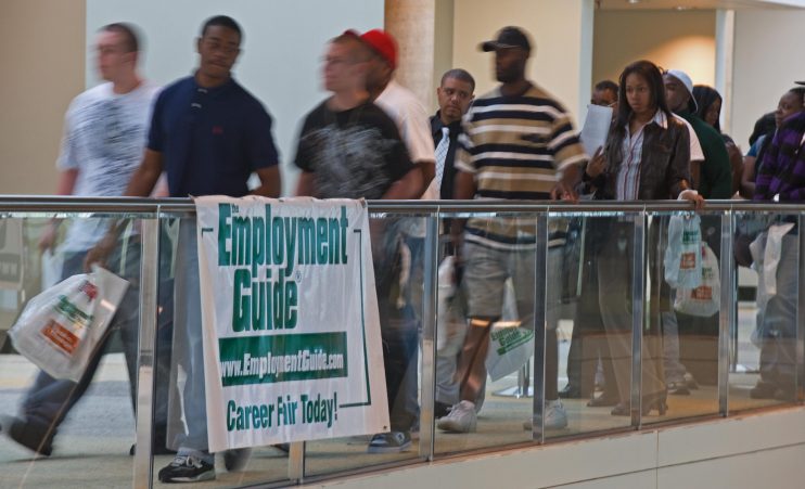 People seeking employment line up outsid