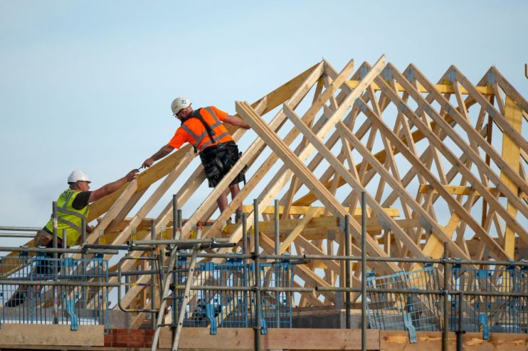 Construction works on a house