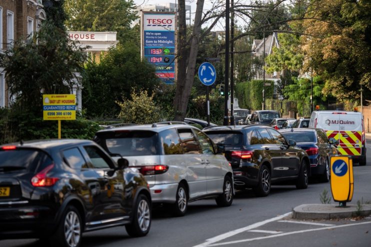 Queues And Closures At British Petrol Stations Amid Haulier Shortage