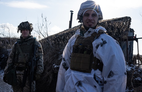 Ukrainian soldiers near Donetsk city