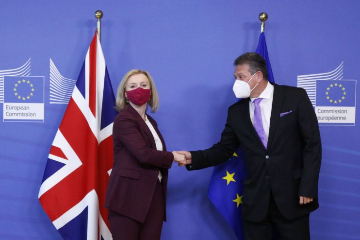 British Foreign Secretary Liz Truss in Brussels