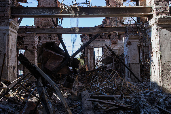 Russian shelling destroyed buildings in Kharkiv