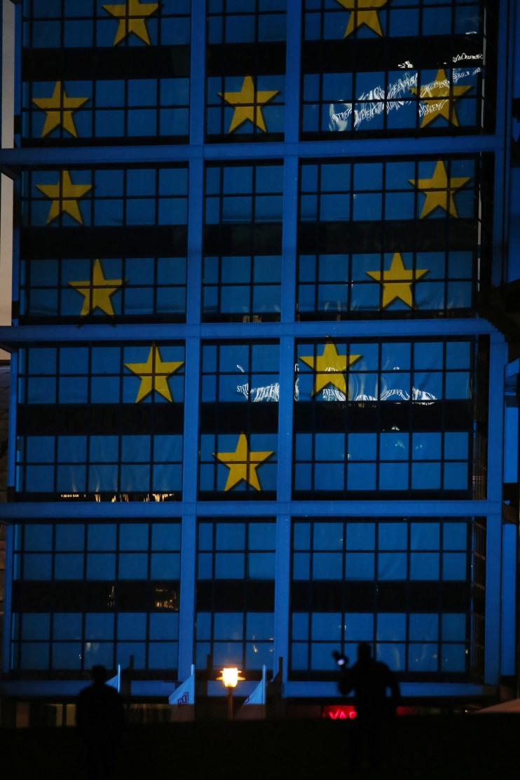 Berlin Main Railway Station Illuminated For Europe Day