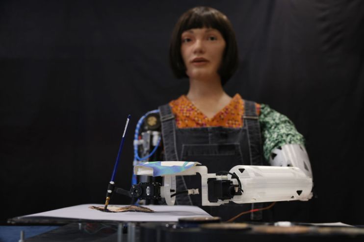 Ai-Da Robot Demonstrates Her New Painting Ability
