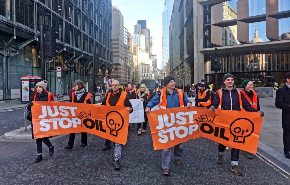 Just Stop Oil  walking through Canada, protesting 