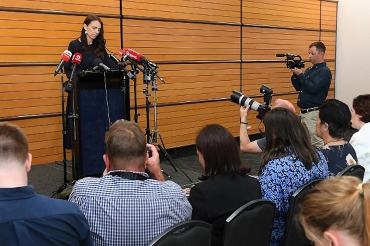 NAPIER, NEW ZEALAND - JANUARY 19: New Zealand Prime Minister Jacinda Ardern announces her resignation at the War Memorial Centre on January 19, 2023 in Napier, New Zealand. (Photo by Kerry Marshall/Getty Images)