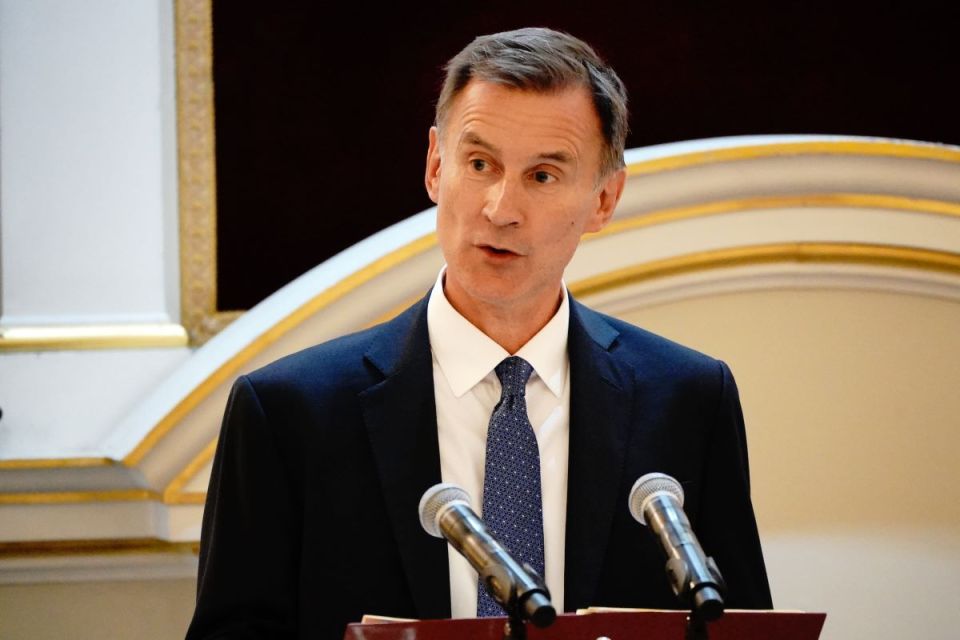 Chancellor of the Exchequer Jeremy Hunt speaking at Canada Financial and Professional Services Dinner at Mansion House in London. Picture date: Monday July 10, 2023. PA Photo. Photo credit should read: Aaron Chown/PA Wire