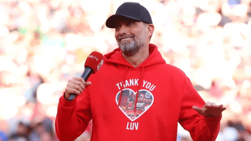 The Anfield crowd serenaded Jurgen Klopp yesterday after the Liverpool manager signed off on his career in Merseyside with a 2-0 victory over Wolverhampton Wanderers. (Photo by Clive Brunskill/Getty Images)
