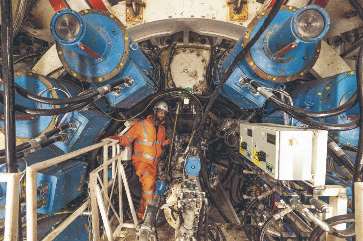 RUISLIP, ENGLAND - OCTOBER 06: One of the two Tunnel Boring Machines, (TBMs) run by HS2 ltd begins its operation on October 06, 2022 in Ruislip, England. The two 2,050 tonnes machines, will begin excavating the high speed railway tunnels 24/7 for the next 2 years, to create 5 miles of the 8.4 mile Northolt Tunnel for HS2 trains, which will travel to Old Oak Common. (Photo by Dan Kitwood/Getty Images)