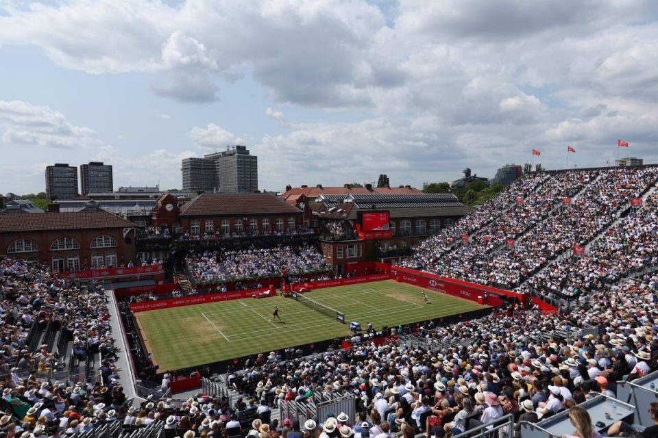 Queen's Club is home to the HSBC Championships, when members can watch from the charming clubhouse