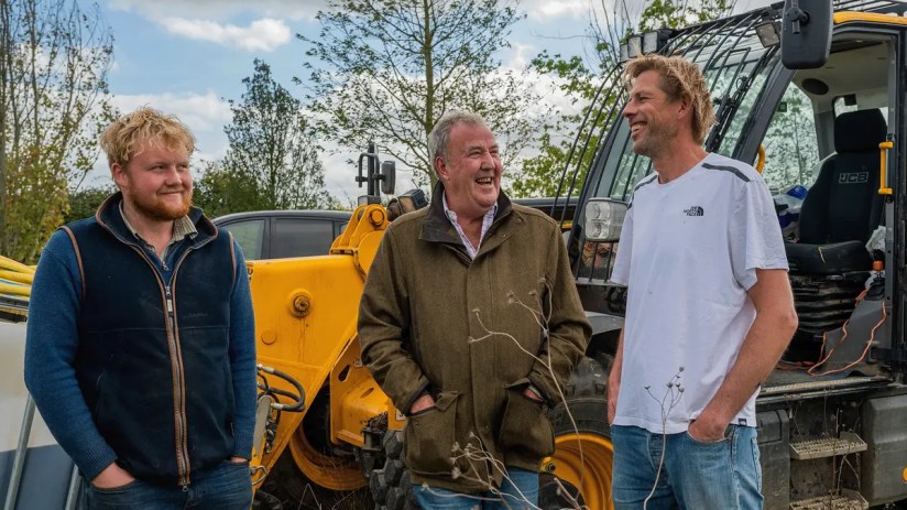 Groove Armada's Andy Cato with Kaleb Cooper and Jeremy Clarkson on Clarkson's Farm for Amazon Prime.