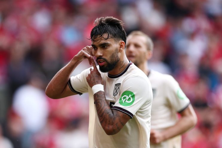 Paqueta mimed discarding a phone after scoring for West Ham on Sunday