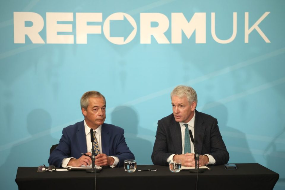 Nigel Farage and Danny Kruger announced the defection at an event this morning. (Photo by Dan Kitwood/Getty Images)