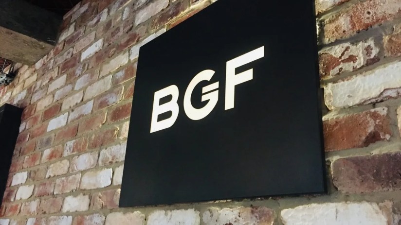 BGF signage displayed prominently on a business building, reflecting a professional and corporate environment.