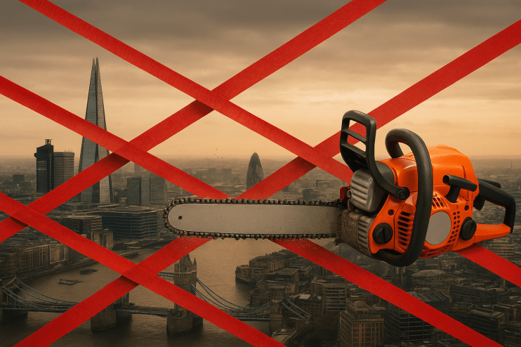 City bureaucracy concept with tangled red tape symbolizing administrative challenges and inefficiencies
