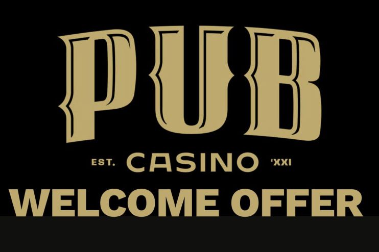 Pub Casino welcome offer banner with vibrant graphics, highlighting exclusive bonuses for new players on a business website
