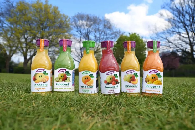 Innocent Drinks logo featuring a simple, playful design with bold colors, symbolizing the brands fresh, healthy beverage e...