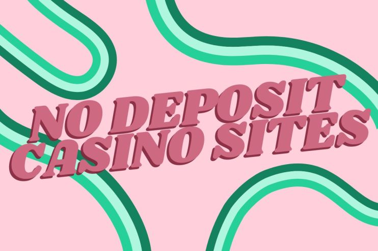 No deposit casino sites banner with colorful graphics, enticing offers, and bold text highlighting free play opportunities