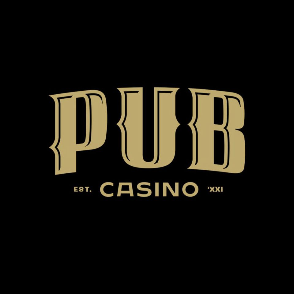 Pub Casino logo featuring bold, stylized text and iconic symbols, representing a vibrant gaming and entertainment venue.