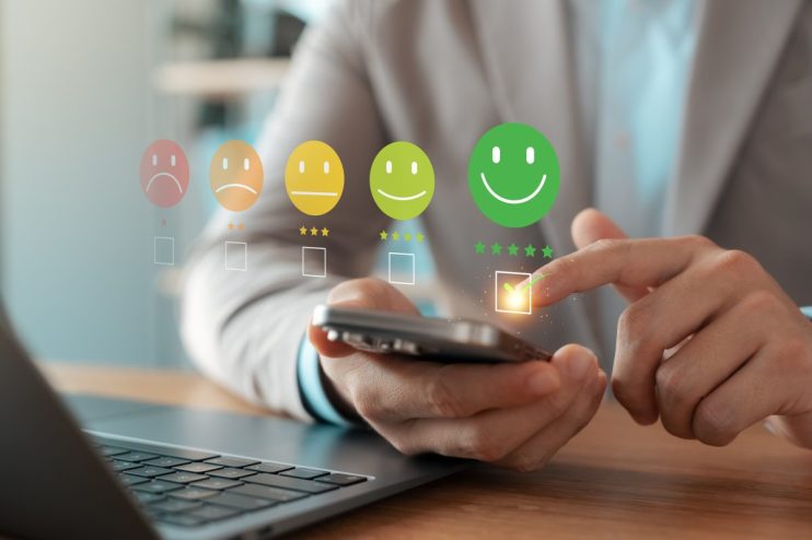 Trustpilot logo prominently displayed on a digital screen, symbolizing customer reviews and business transparency