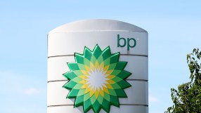 British Petroleum BP forecourt with fuel pumps and company signage visible in a business setting, highlighting energy serv...