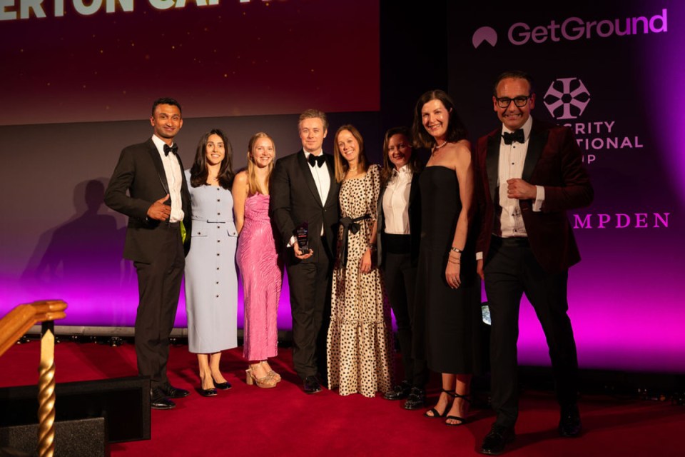 Balderton Capital team celebrating City PM Awards win in a formal setting, showcasing business excellence and achievement