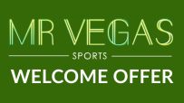 Mr Vegas Sports Welcome Offer banner showcasing promotional details for new customers on a business news background