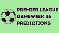 Premier League Gameweek 36 predictions chart with team logos and match fixtures