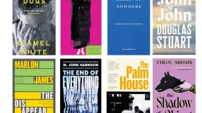 Collection of eight Booker Prize-nominated book covers, featuring various authors and titles.