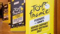 Tour de France Femmes avec Zwift banners promoting the Grand D&eacute;part in Great Britain 2027