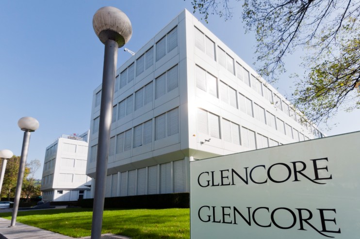 Glencore corporate headquarters building exterior with the company logo sign, representing the commodities firm.