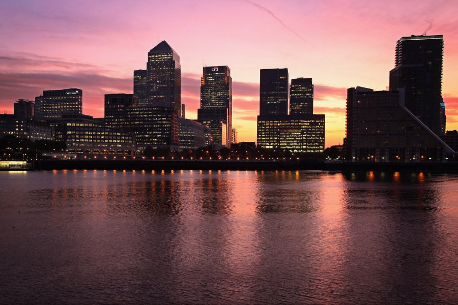 Sunrise Over Canary Wharf - The European Headquarters Of Numerous Major Banks